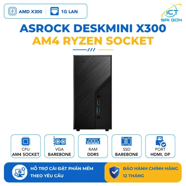 Mini PC ASROCK DeskMini X300 / CPU AMD AM4 / Dual DDR4 RAM