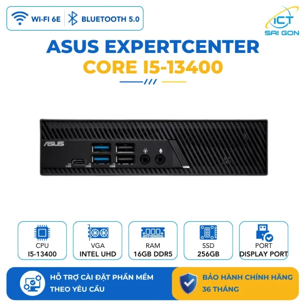 Mini PC ASUS PB63 CPU Intel i5-13400, Ram 16GB, SSD 256GB,  Xuất hình 4K/ WiFi 6E - BT 5.0