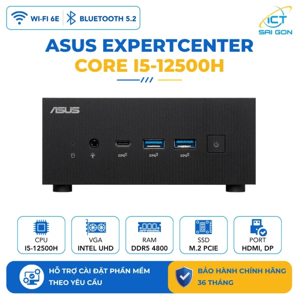 Mini PC Asus PN64-B-S5188MD (Core i5-12500H/ Intel AX211 (Gig+), Wi-Fi 6E, Bluetooth 5.2/ HDMI/ Display 1.4 Port)