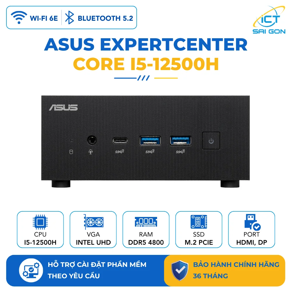 Mini PC Asus PN64-B-S5188MD (Core i5-12500H/ Intel AX211 (Gig+), Wi-Fi 6E, Bluetooth 5.2/ HDMI/ Display 1.4 Port)