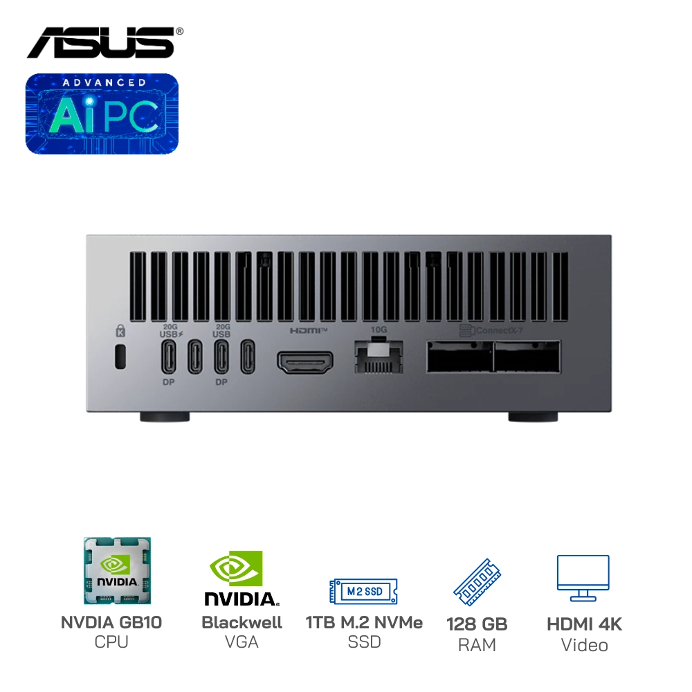 Mini PC AI ASUS Ascent GX10 GX10-GG0012BN (NVIDIA GB10/128GB RAM/1TB NVMe SSD)
