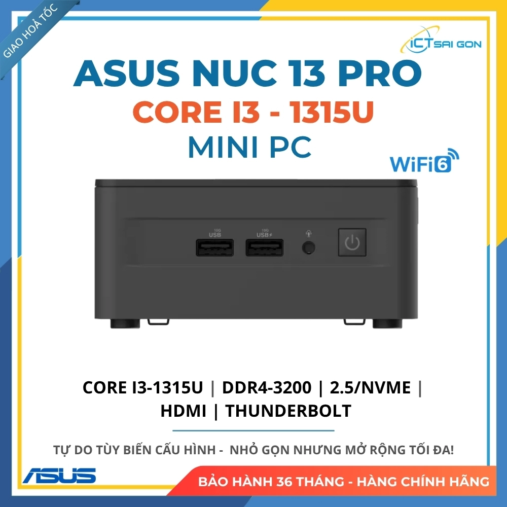 Asus NUC 13 Pro Tall RNUC13ANHI300000I | Core i3-1315U, WiFi 6E | Full VAT