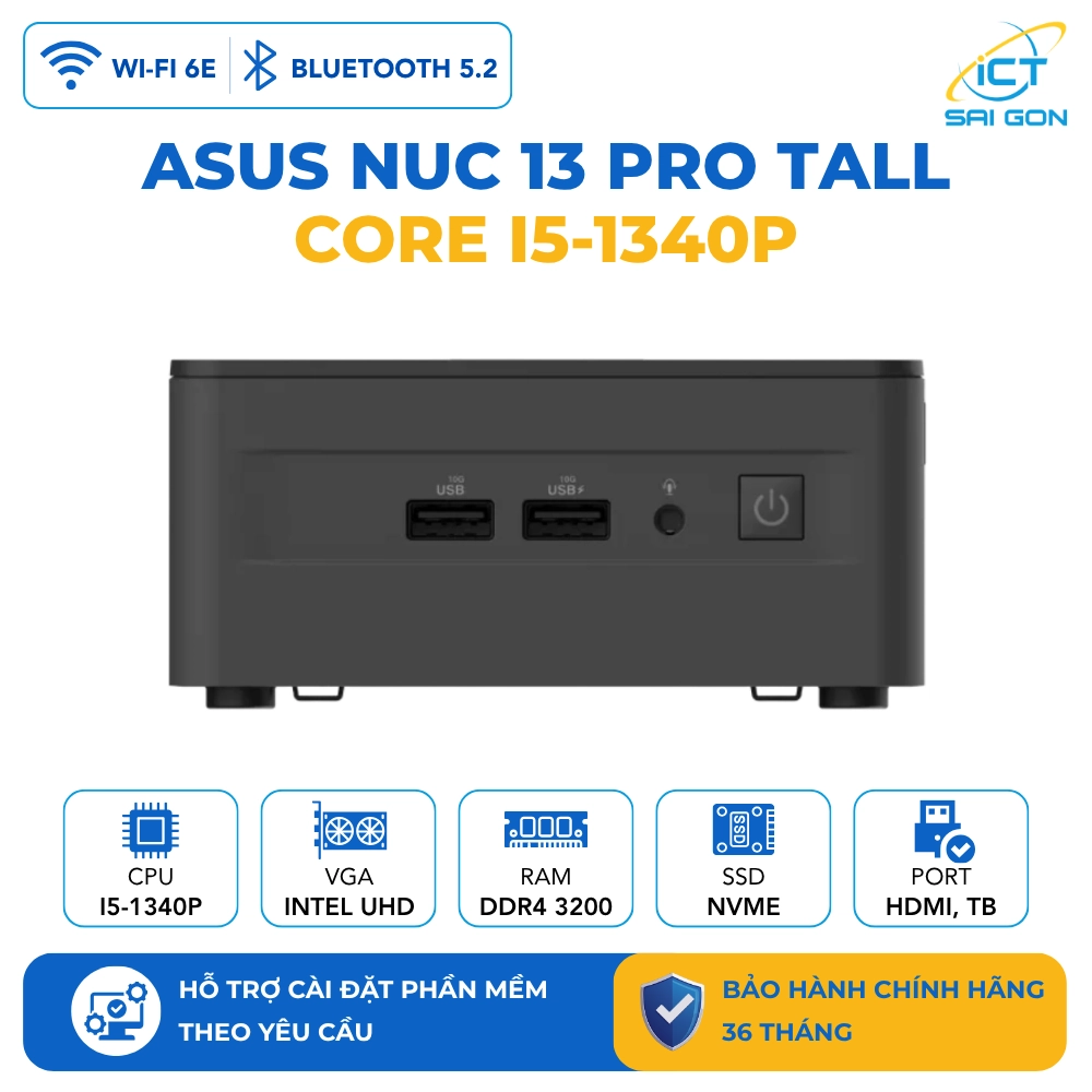 Mini PC Asus NUC 13 Pro Tall RNUC13ANHI500001I/i5-1340P/ 2xDDR4-3200 / 3xNVMe, SATA/ 2x HDMI 2.1/2x Thunderbolt/ VESA MO