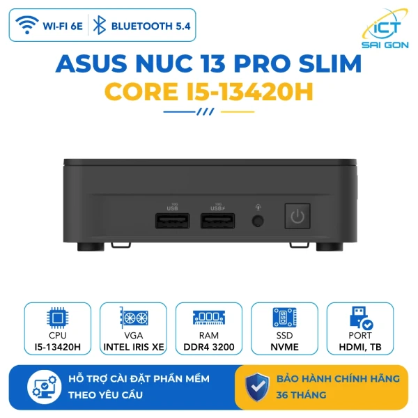 Mini PC Asus NUC 13 Pro Slim RNUC13ANKH500000I / Core i5-13420H / 2xDDR4-3200 / 3xNVMe, SATA (Barebone)