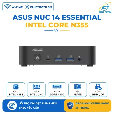 Mini PC Asus NUC 14 Essential N355 RNUC14MNK3500000 Core3 N355(8C/8T) | RAM DDR5 | PCIe® 3.0 | Wi-Fi 6E/HDMI/DisplayPort