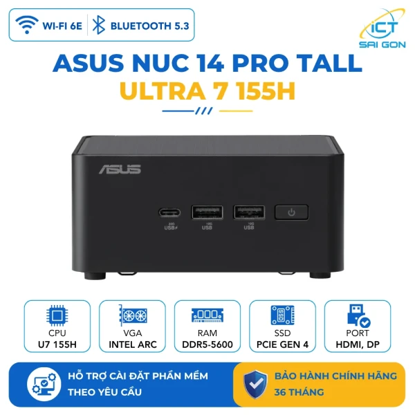 Mini PC Asus NUC 14 Pro Tall RNUC14RVHU700000I (Ultra 7 155H, Arc Graphics)