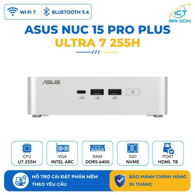 Mini PC Asus NUC 15 Pro Plus Slim RNUC15CRSU700000I U7-255H/SSD NVMe/WiFi 7/Kết nối 4 màn hình 4K(Barebone)