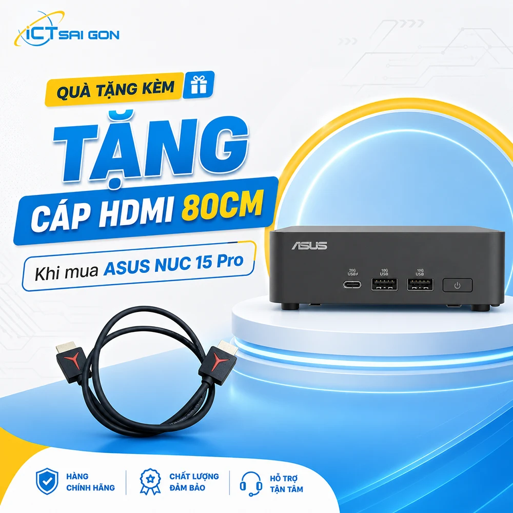 Mini PC Asus NUC 15 Pro Slim BNUC15CRLIP00000 Intel® U300/RAM DDR5 5200/SSD PCIe Gen4x4/Wi-Fi 6E, Bluetooth 5.2