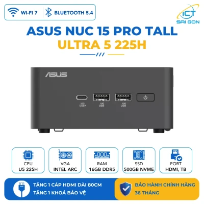 Mini PC Asus NUC 15 Pro Tall (Core Ultra 5 225H | WiFi 7) - Tùy chọn Cấu hình (Barebone / Full Option) - Hàng Chính Hãng