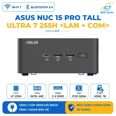 Máy Tính Công Nghiệp Asus NUC 15 Pro Tall (Dual LAN/COM) - U7 255H/SSD NVMe/WiFi 7/Kết nối 4 màn hình 4K (Barebone)