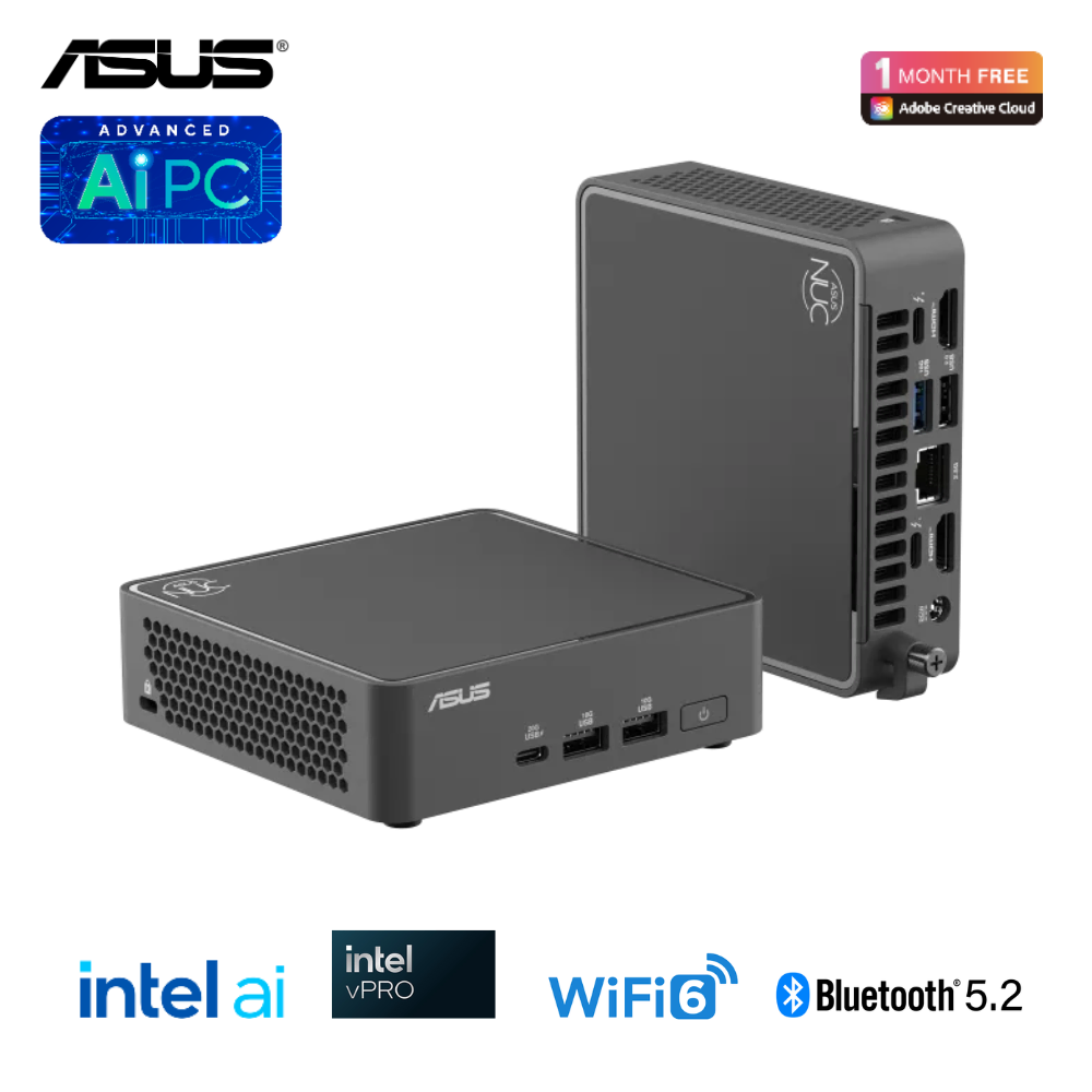 Mini PC Asus NUC 15 Pro Slim BNUC15CRLIP00000 Intel® U300/RAM DDR5 5200/SSD PCIe Gen4x4/WiFi 6, Bluetooth 5.2