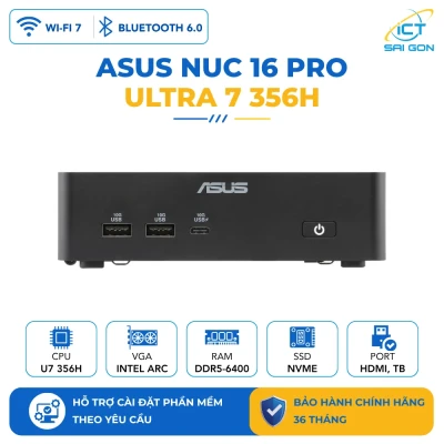 Mini PC Asus Nuc 16 Pro RNUC16GDKU760000 Ultra 7 356H/ WiFi 7/ Barebone: Chưa có RAM, SSD
