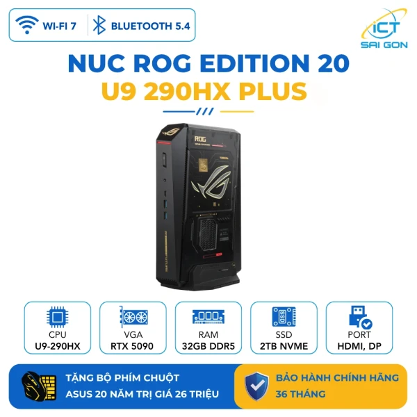 Mini PC Asus NUC ROG 16 Edition 20 Intel (U9 290HX Plus)/32GB DDR5-6400 *2/2TB Gen5 NVMe/WiFi7/RTX 5090/380W/Win11