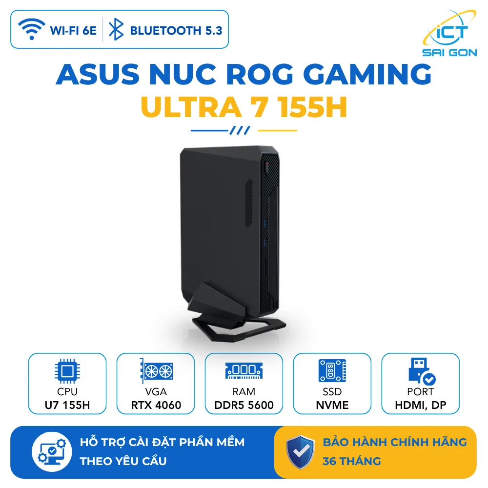 Mini PC Asus NUC ROG RNUC14SRKU710001I Intel (U7 155H)/2xDDR5-5600/3x Gen4 NVMe/ Killer Wifi6E/ RTX 4060/ Non ROG
