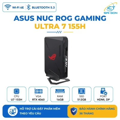 Mini PC Asus NUC ROG RNUC14SRKU7168A1I Intel (U7 155H)/ Ram 16GB/ SSD 512GB/ Wifi6E/ RTX 4060
