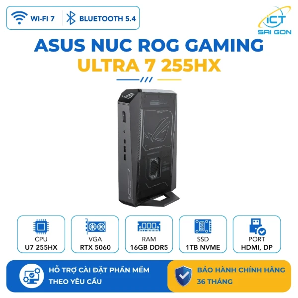 Mini PC Asus NUC ROG RNUC15JNK7X569A0 Intel (U7 255HX)/16GB (2x8GB) DDR5-6400/1TB Gen4 NVMe / Wifi7/ RTX 5060