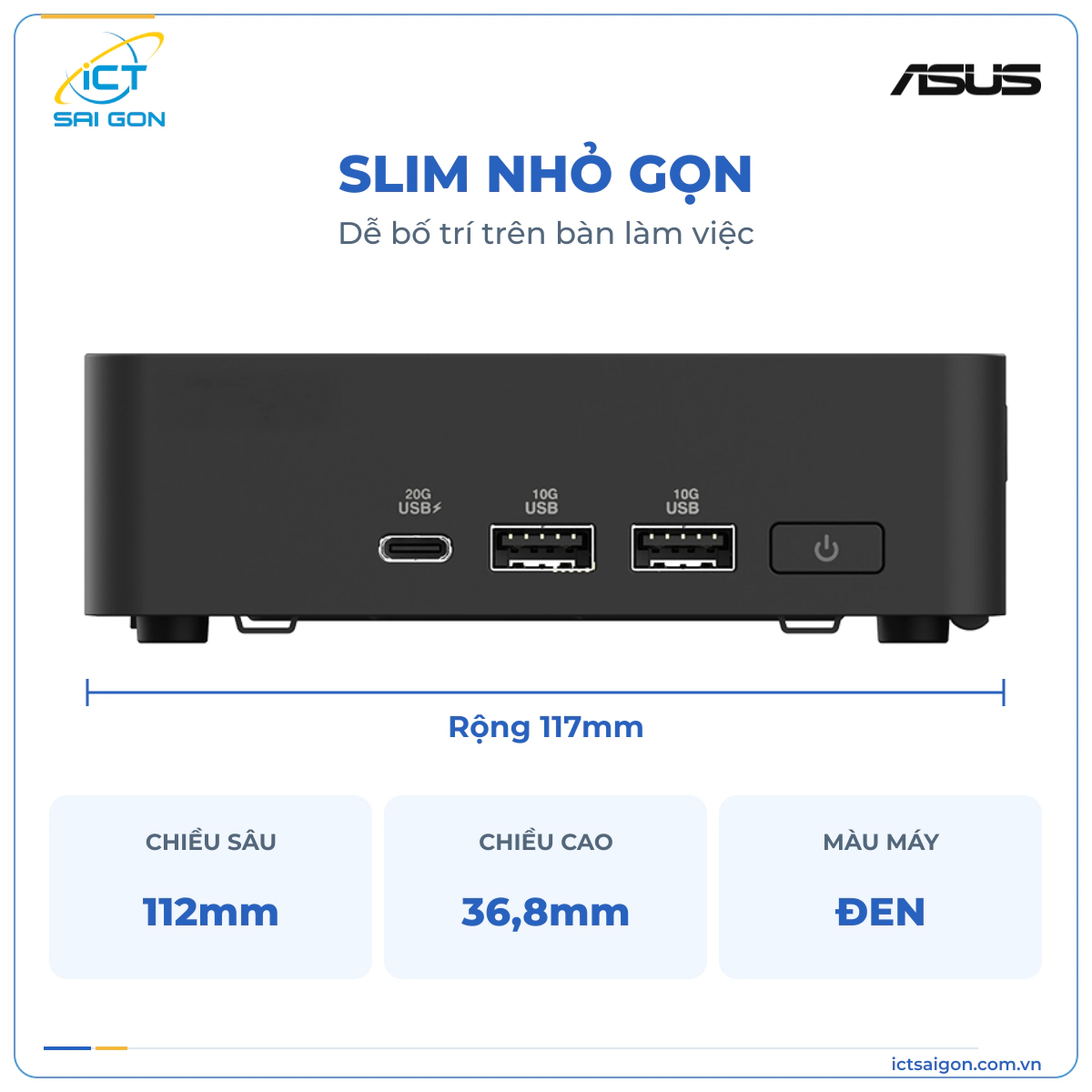 Mini PC ASUS NUC 15 Pro Slim BNUC15CRLIP051C0 – Intel U300, RAM 8GB DDR5, Windows 11 Pro OEM — ảnh 3