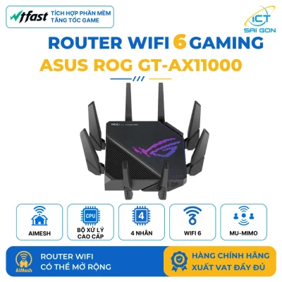 Router WiFi 6 Gaming ASUS ROG Rapture GT-AX11000 PRO 3 Băng tần 10G WAN/LAN, 2.5G WAN, 1G LAN, AiMesh