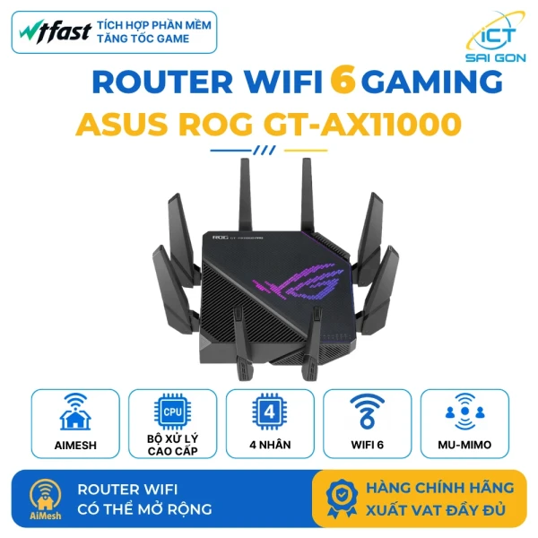 Router WiFi 6 Gaming ASUS ROG Rapture GT-AX11000 PRO 3 Băng tần 10G WAN/LAN, 2.5G WAN, 1G LAN, AiMesh