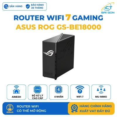 Router WiFi 7 Gaming ASUS ROG Rapture GS-BE18000 BE18000 3 Băng tần, 1 WAN 2.5G, 7 LAN 2.5G, AiMesh