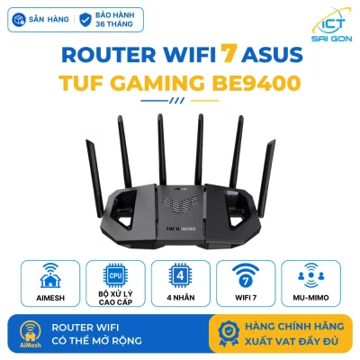Router WiFi 7 ASUS TUF Gaming BE9400 3 Băng tần, 4 cổng 2.5G, Smart Home Master, AiMesh