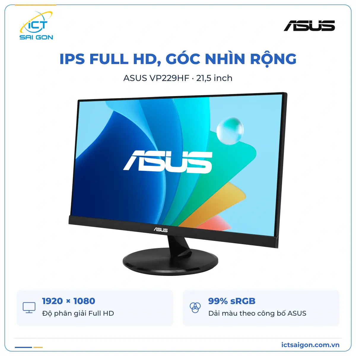 Màn hình ASUS VP229HF 21,5 inch IPS Full HD 100Hz 1ms MPRT — ảnh 2