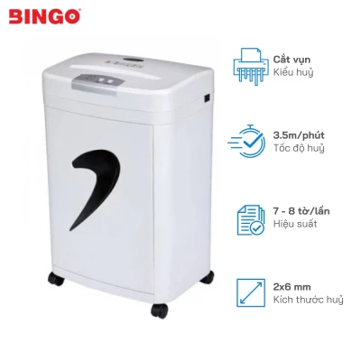 Máy hủy giấy Bingo C32 Số tờ hủy/ lần : 8 tờ - Hủy Siêu vụn, Thùng 20 Lít