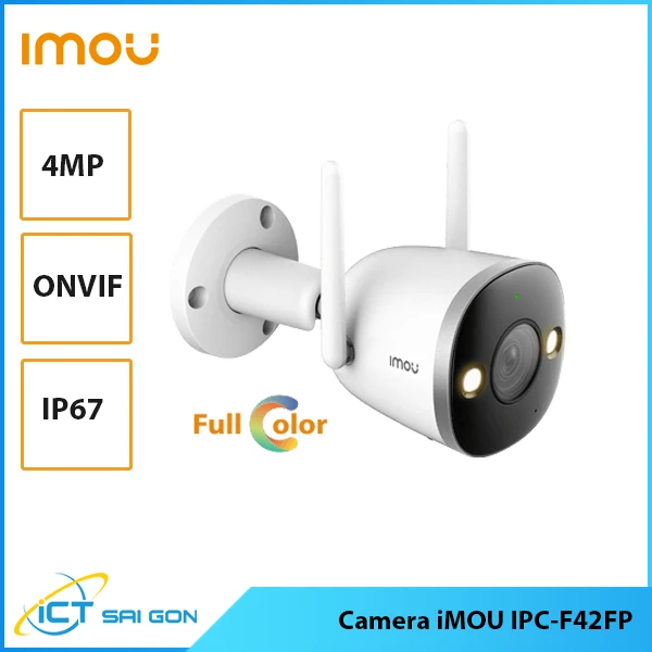 Camera Wifi thân cố định Ngoài Trời Imou IPC-F42FP 4MP, Phát Hiện Con Người, Tầm Nhìn Đêm 30m, Chống Nước IP67