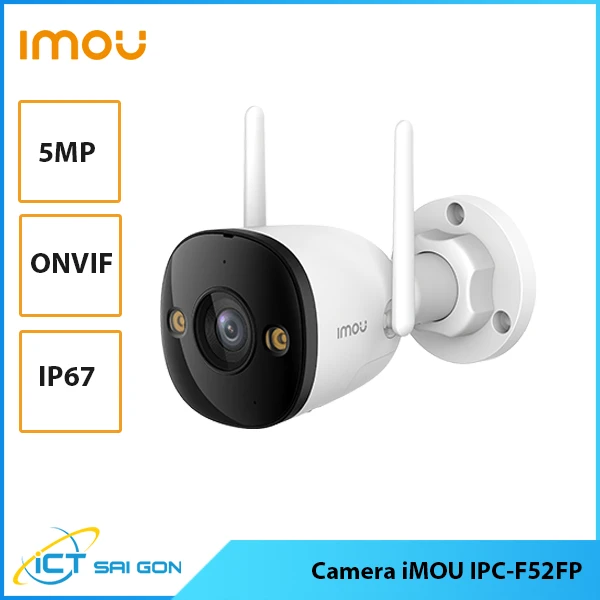 Camera Wifi thân cố định Ngoài Trời Imou IPC-F52FP 5MP, Phát Hiện Con Người, Tầm Nhìn Đêm 30m, Chống Nước IP67