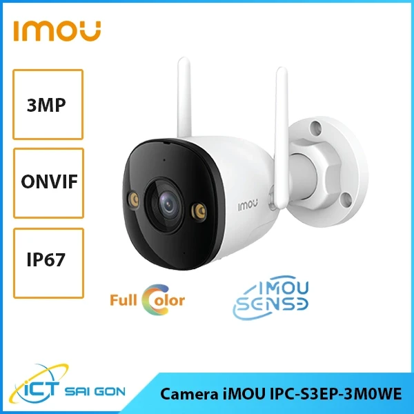 Camera Wifi thân cố định Ngoài Trời Imou IPC-S3EP-3M0WE 3MP, Phát Hiện Con Người, Tầm Nhìn Đêm 30m, Chống Nước IP67