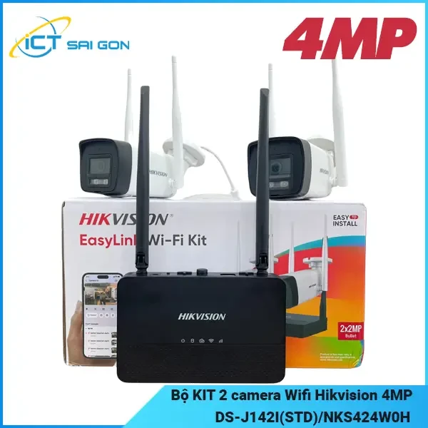 Bộ Kit 2 camera Wifi 4MP Hikvision DS-J142I(STD)/NKS424W0H