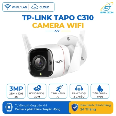 Camera WiFi Ngoài Trời 3MP(2K) TP-Link Tapo C310 Tầm nhìn ban đêm 30M / AI phát hiện thông minh