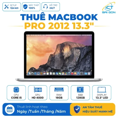 Cho Thuê Macbook Pro 2012 Core I5, Ram 16GB, SSD 128GB, Màn hình 13 inch