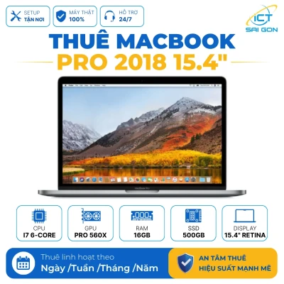 Cho Thuê Macbook Pro 2018 Core I7, Ram 16GB, SSD 500GB, Màn hình 15.4 inch