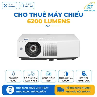 Cho thuê Máy chiếu 6200 Lumen | Độ phân giải XGA 10.000:1 | Công nghệ chiếu DLP