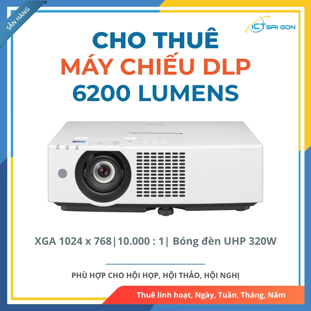 Cho thuê Máy chiếu 6200 Lumen | Độ phân giải XGA 10.000:1 | Công nghệ chiếu DLP