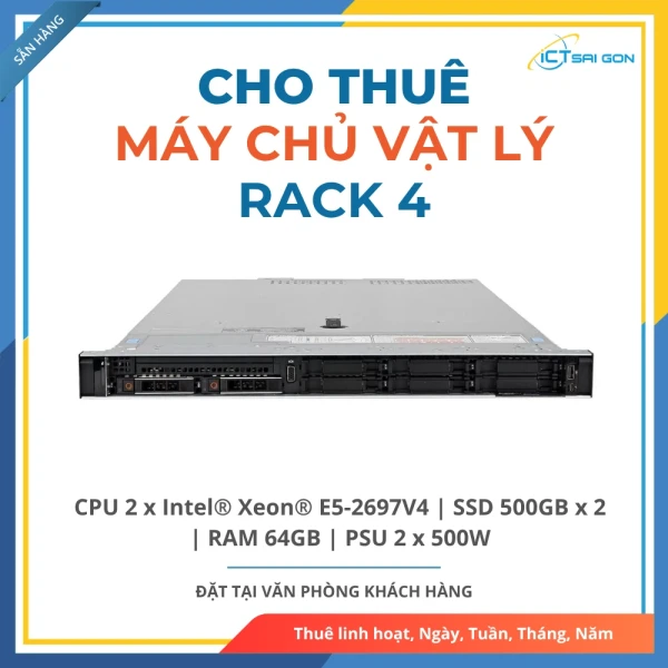 Cho thuê Máy chủ vật lý Rack 4 CPU 2 x Intel® Xeon® E5-2697V4 / SSD 2x500GB / RAM 64GB