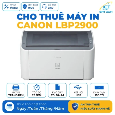 Cho thuê máy in trắng đen Canon LBP2900 | Tốc độ in 12 trang/phút | Kết nối USB