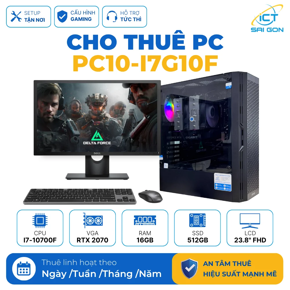 Cho thuê PC Gaming i7-10700F | RTX 2070 SUPER 8GB/ RAM 16GB/ SSD 512GB (PC10-i7G10F)