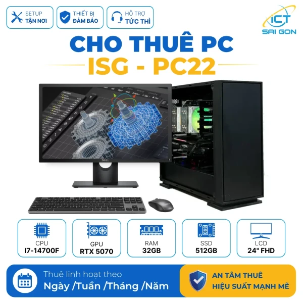 Cho thuê PC Gaming/ Render i7-14700KF | RTX 5070 12GB/ RAM 32GB DDR5/ SSD 1TB (PC14-I7G14KF)