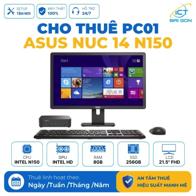 Cho thuê PC Văn Phòng Asus Nuc 14 Essential PC01 | Intel N150/ 8GB/256GB/ LCD 21.5" FHD