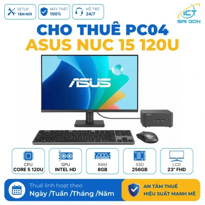 Cho thuê PC Văn Phòng Asus Nuc 15 Pro PC04 | Core 5 120U/ 8GB/ 256GB/ LCD 23" FHD
