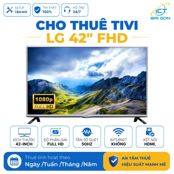 Cho Thuê Tivi 42 Inch FHD LG 42LF550T-TA Cho Trình Chiếu, Giải Trí