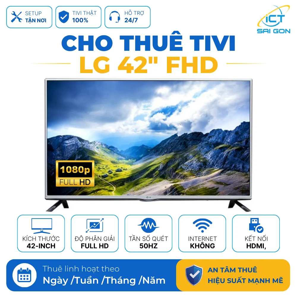 Cho Thuê Tivi 42 Inch FHD LG 42LF550T-TA Cho Trình Chiếu, Giải Trí