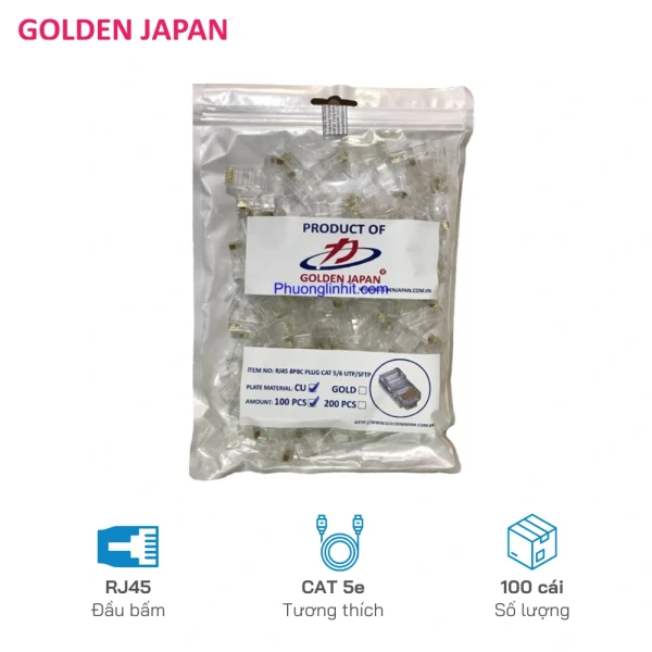 Đầu RJ 45 (Golden) Japan (bịch 100c)