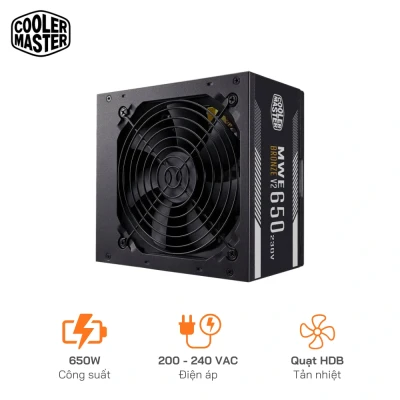 Nguồn Cooler Master MWE 650 BRONZE V2 FULL RANGE  - hiệu suất 88% , chuẩn 80 Plus Bronze