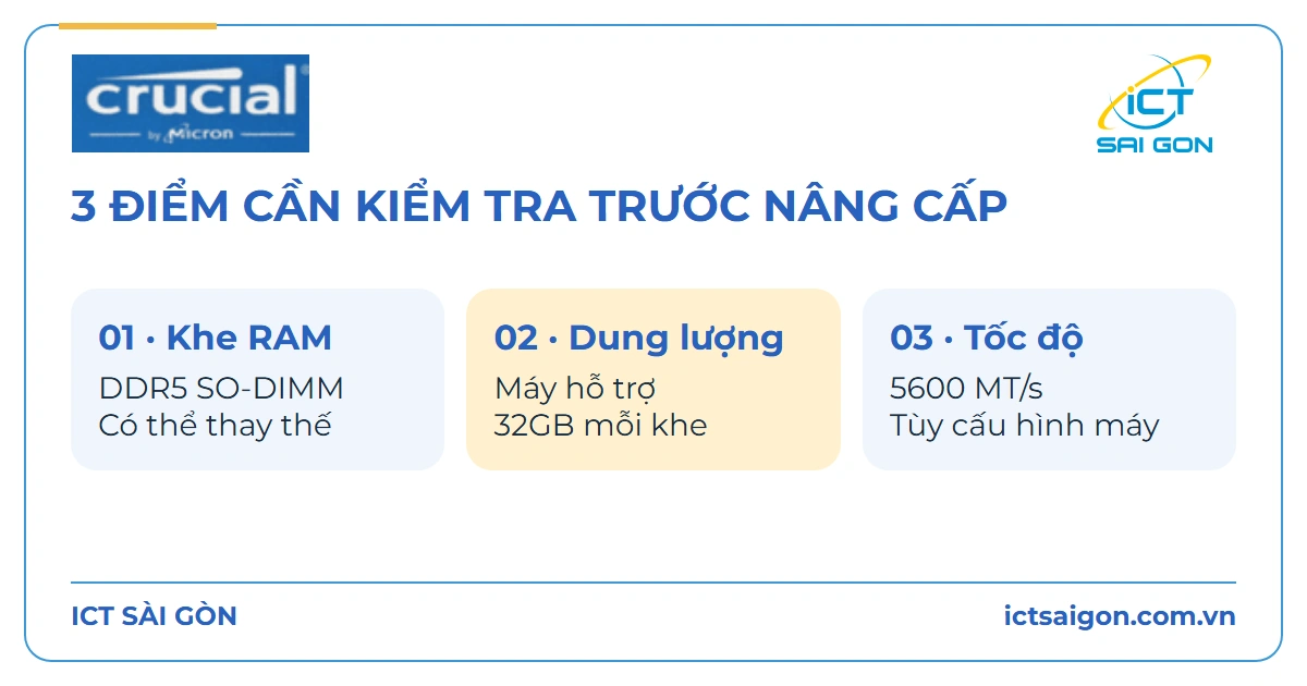 Kiểm tra khe RAM, dung lượng và tốc độ trước nâng cấp