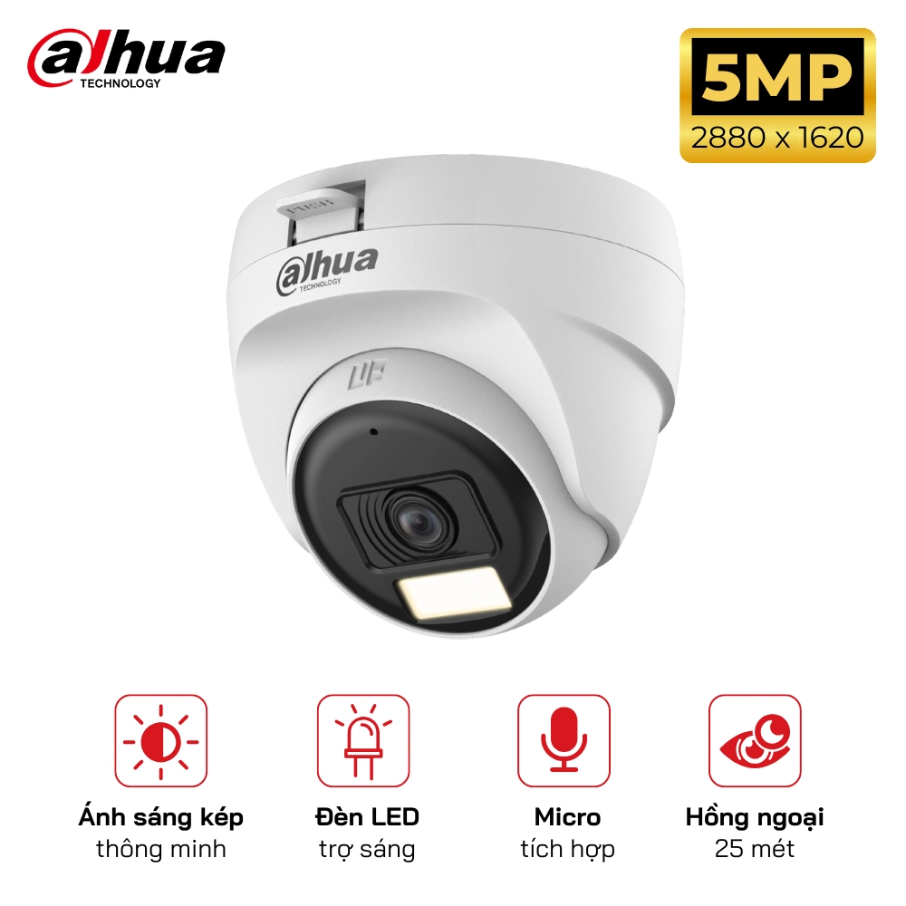 Camera HDCVI DAHUA DH-HAC-T1A51P-U-IL-A 5MP