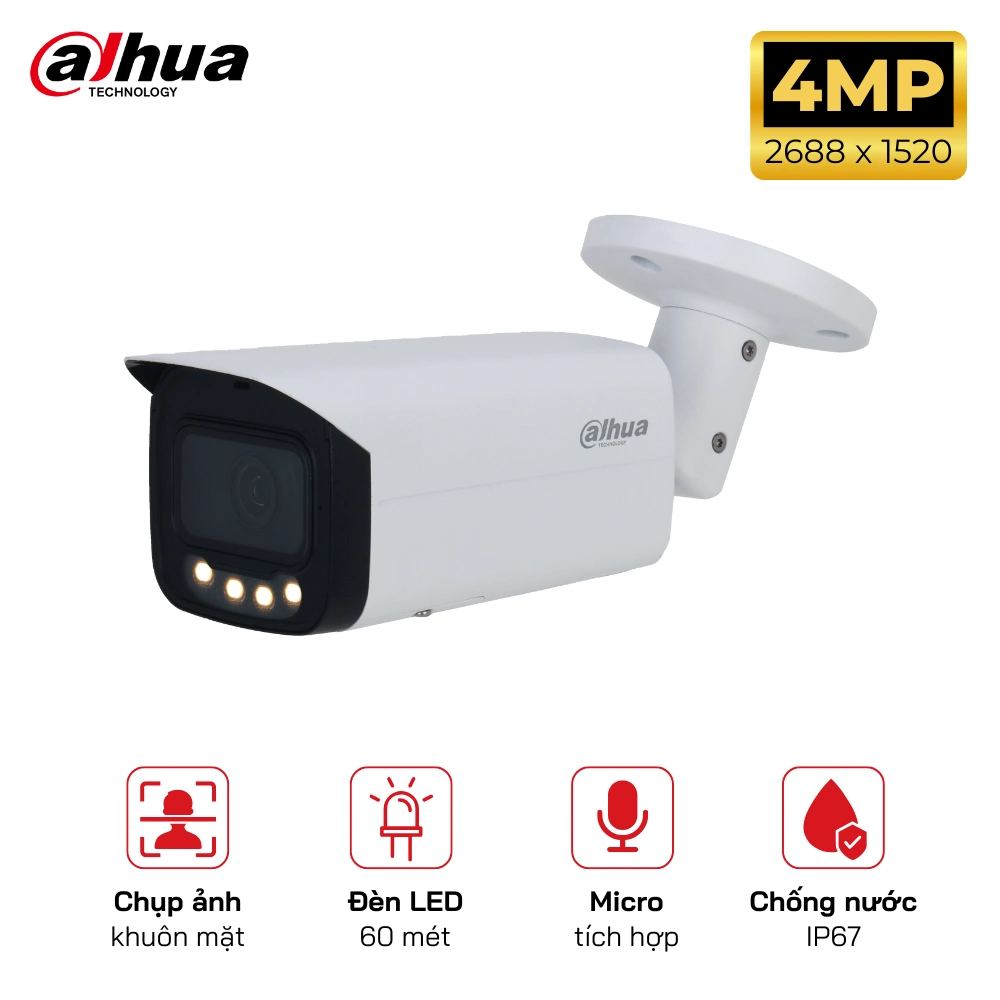 Camera IP DAHUA DH-IPC-HFW5449T-ASE-LED 4MP kèm Mic