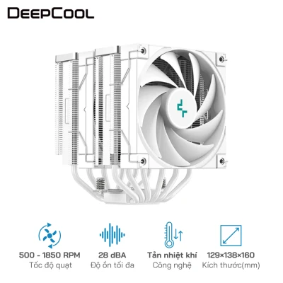Tản nhiệt CPU DEEPCOOL AK620 WH 2 Tháp tản nhiệt. Kết nối 4-pin PWM